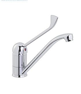 ONE HOLE MIXER WITH CHROMED CLINICAL LEVER AND SWINGING SPOUT